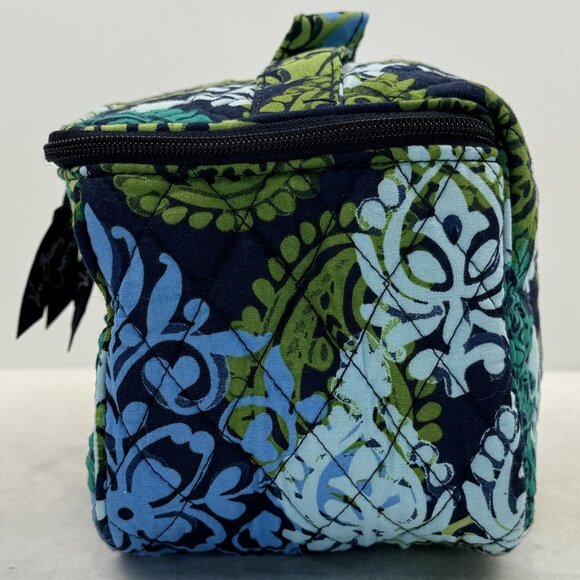 Vera Bradley Quilted Cosmetic Bag Blue Green Caribbean Sea Travel Organizer - Picture 4 of 16